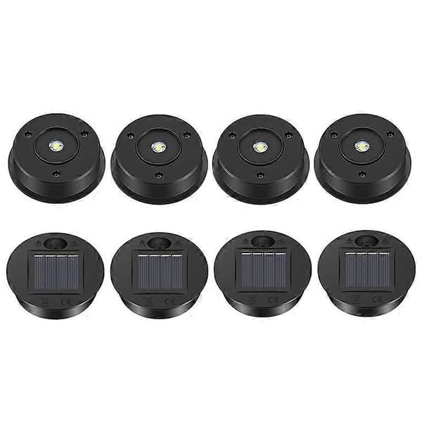 8 stk. Solcellelys Erstatning Topp Solcellelykt Deler LED Solcellepanel Lykt Lokk Lys for Utendørs black