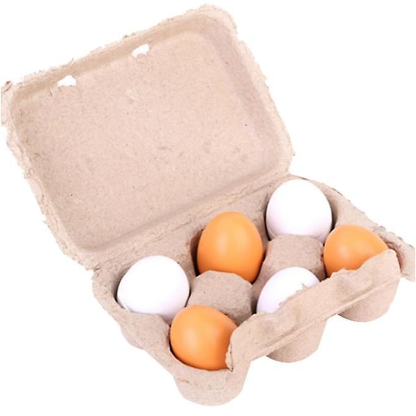Äggkartong 6 hårdkokta ägg, realistiska pedagogiska leksaker för barn