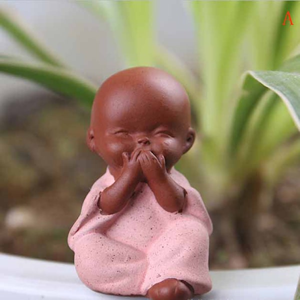Liten Buddha Staty Munk Lila Lera Te Husdjur Figurin Hantverk A