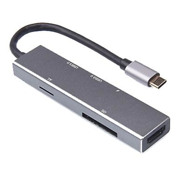 Type-C - HDMI -laajennustelakka, 6-in-1-keskitin USB 3.0- ja SD/TF-tuella
