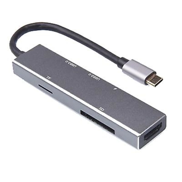 Type-C till HDMI expansionsdocka, 6-i-1 hubb med USB 3.0 SD/TF-stöd