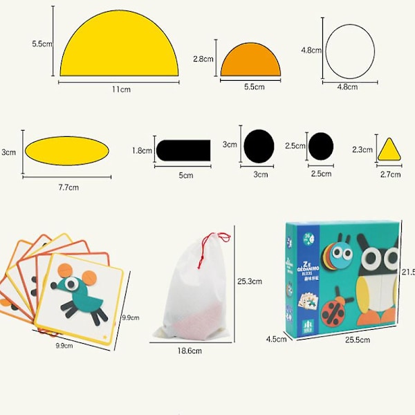 Geometriskt pusselspel i trä Pedagogiska leksaker för barn