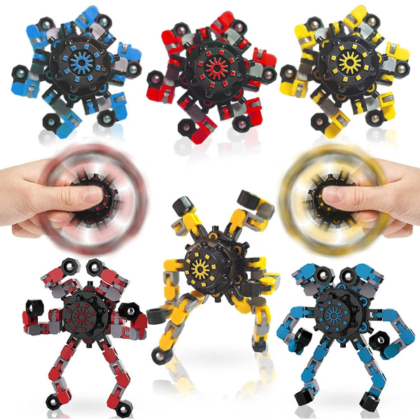 3 stk. transformerbar kjederobot leke diy deformasjonsrobot deformert mekanisk spiral twister fingertupp dekompresjon fingertupp leke for barn voksne 6pcs