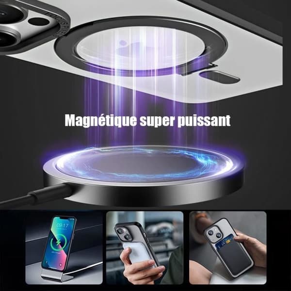 [LCS] Case - BOOLING - for iPhone 15 Plus - Shock Absorbing - Magnetic Ring Stand - Black Svart