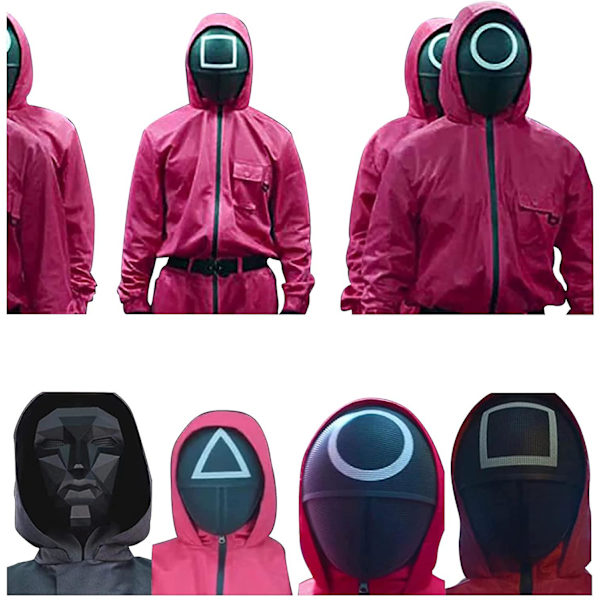Tv Squid Game Musta Naamio Cosplay Pyöreä Kuusi Neliö Ympyrä Kolmio Kypäränaamiot