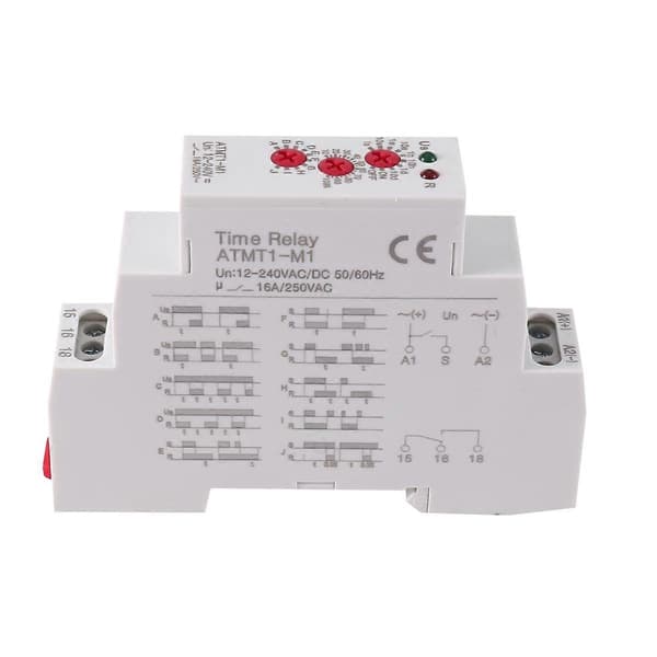 12-240VAC/DC DIN-skenemonterat tidsrelä 16A/250VAC, ATMT1- 22 PC