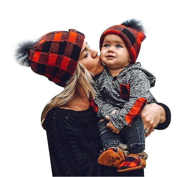 Äiti-lapsi Talvihatut Lämpimämpi Pehmeä Äiti Vauva Neulehattu Setti baby