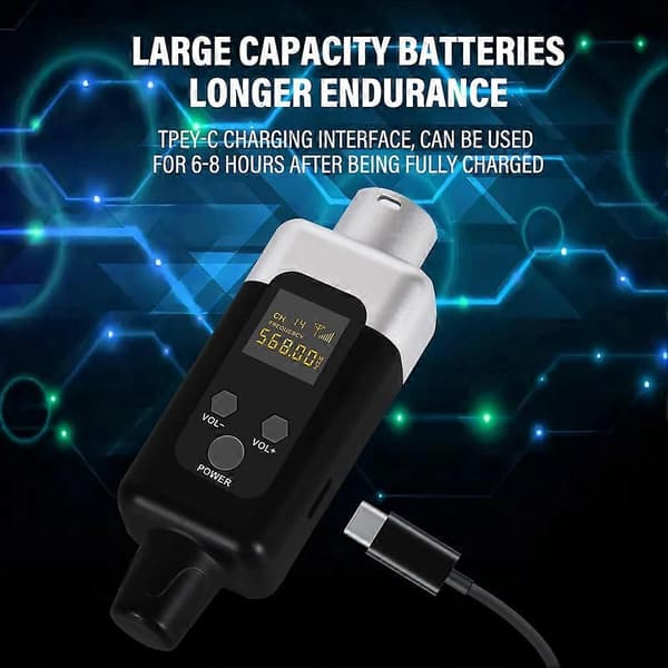 0V/48V Trådløs XLR Mikrofon Sender og Modtager Mikrofon Trådløst System Genopladeligt til Dynamisk Mikrofon