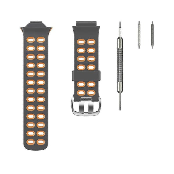 Til Garmin Forerunner 310XT To-farvet silikone urrem (grå orange) Grey Orange