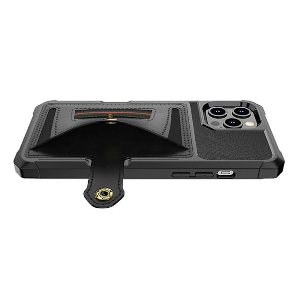 Iphone 12 12pro 11 11pro Deksel Med Kortholder Multifunksjon Anti-fall Deksel Black iPhone 12