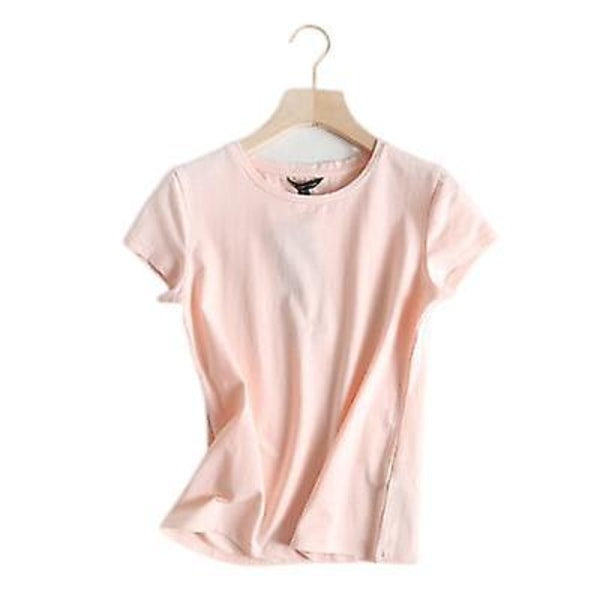 Ny enfärgad Basic rundhalsad smal kortärmad t-shirt dam pink L
