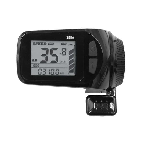 [LCS]24V/36V/48V/60V S886 Ebike LCD-displaypanel Tumgasreglage 5PIN 6PIN för elcyklar E-scooter Black
