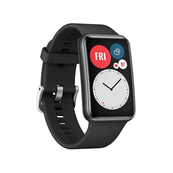 Enkelt silikone urrem kompatibel med Huawei Watch Fit - Sort