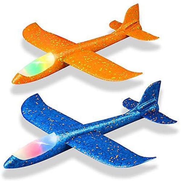 2 pak LED lys flyvemaskine, 44,5 cm stort kaste skumfly