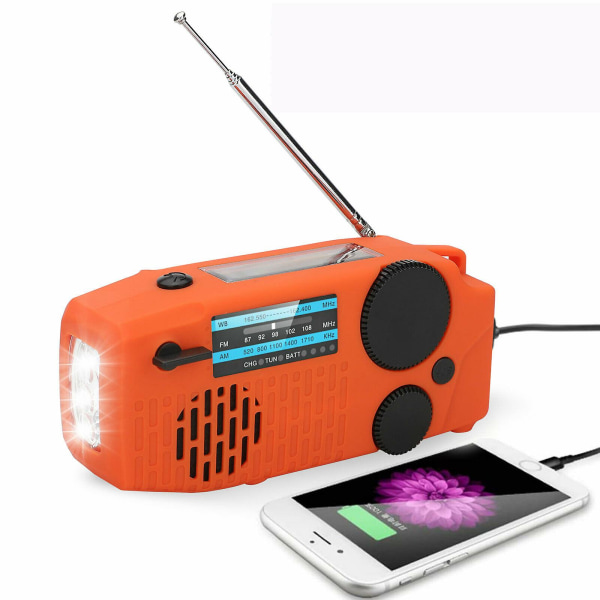 Solcellsdriven Nödväderradio med Handvev Am/fm/noaa Radio Campingficklampa SOS-larm