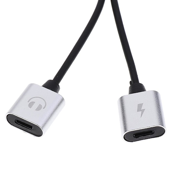 2 Stycken Dubbel Jack Hörlurar Ljud + Laddningsadapter för iPhone Silver