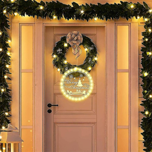 Juldekorationsdörr Fönsterljus Fairy String Lampa Julgransprydnad A