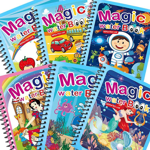 3-pack Återanvändbar färg Magic vattenmålarbok Småbarn Pedagogiska leksaker Barn Jul Födelsedagspresent Happy Birthday