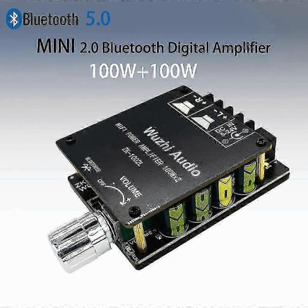 -1002L MINI DC 5 - 24V 100Wx2 Bluetooth 5.0 Trådløs Audio Digital Effektforstærker Stereo Board black