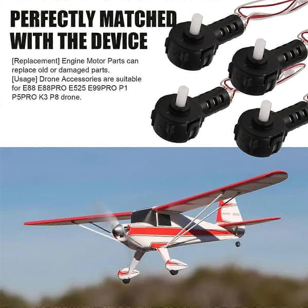 4 KPL Drone Moottorikomponentteja DIY RC Drone Osat E88 E88pro P8 RC Dronelle Black
