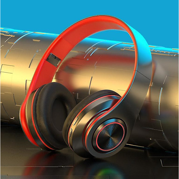 Langattomat Bluetooth-kuulokkeet, sankakuulokkeet sisäänrakennetulla mikrofonilla Black Red