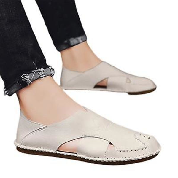 Herr Läder Andningsbara Ihåliga Strandsandaler Beige 44
