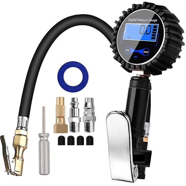 1 Set Digital Däcktrycksmätare Med Tryckmätare 200 Psi Luftchuck Kit