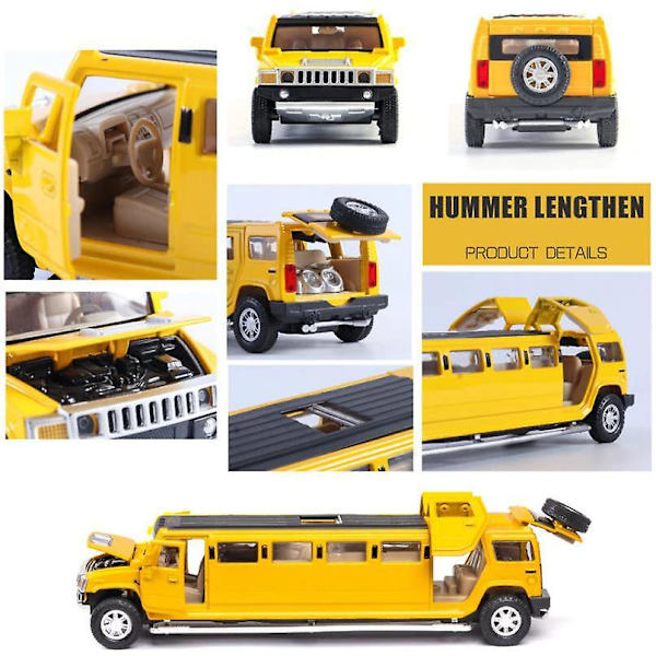 1:32 metalliseos Hummer limusiini automalli (Keltainen)