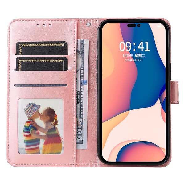 Nahkainen puhelinkotelo iPhone 14 Pro Maxille Pink