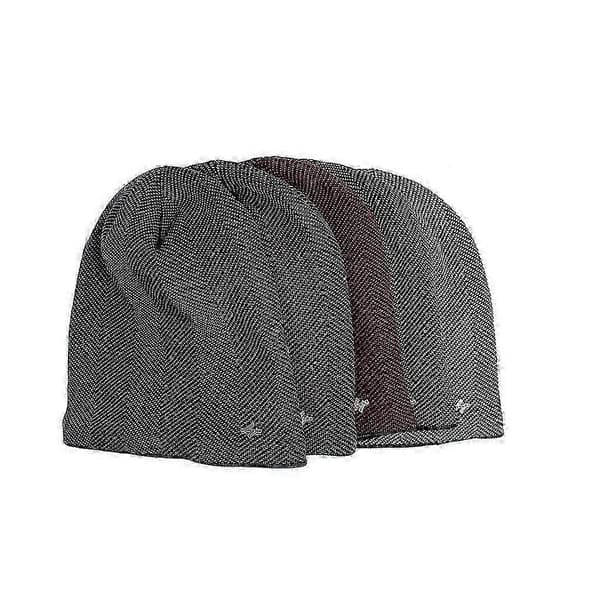 Herre Vinter Varm Hue Voksen Strikkede Casual Beanies Bomuld Uld Huer