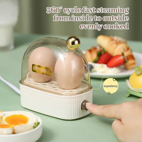 [LCS] Elektrisk eggkoker, mini elektrisk dampkoker kompatibel med kokte egg, rask oppvarming eggkoker med timeravstengning, kjøkkenutstyr tilbehør Withe