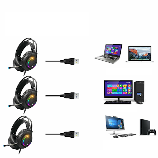 Gaminghörlurar Rgb Surroundljud Mikrofon 7.1 Usb Headset Med Kabel För Ps4 Laptop