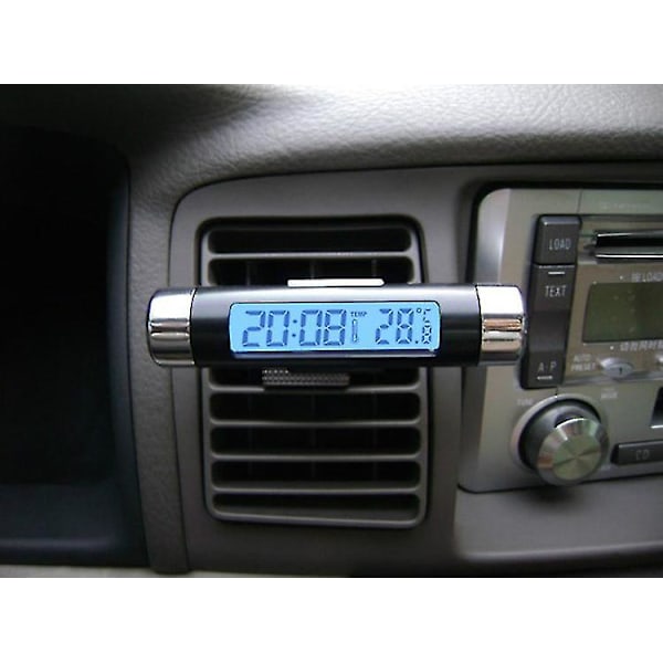 2-i-1 LCD-display Termometer Bil Elektronisk Klocka Lufttyps