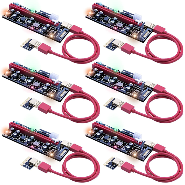 Kaksi sirua PCIe Riser, GPU Riser 16x - 1x näytönohjainadapteri 10 kondensaattorilla, RGB LED-valot, USB 3.0 PCIe Riser -kaapeli, aktiivinen PCI-Express Riser