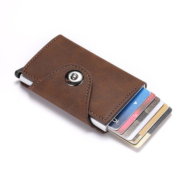 Kreditkortshållare Läder Bifold Plånbok Med Sedelfack Myntficka För Kort Kontanter Khaki