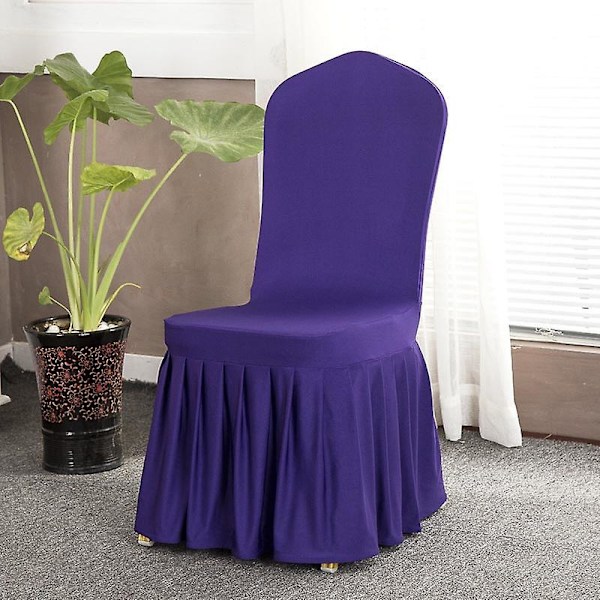 Spandex Stolsöverdrag Avtagbart Stretchöverdrag Volangfåll Matsal Bröllop Bankett Stolsöverdrag Dark Purple