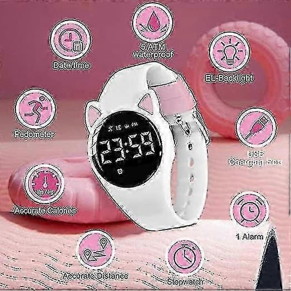 Fitness Tracker Klocka för Flickor med Alarm Kronograf Vattentät Liten Digital Klocka