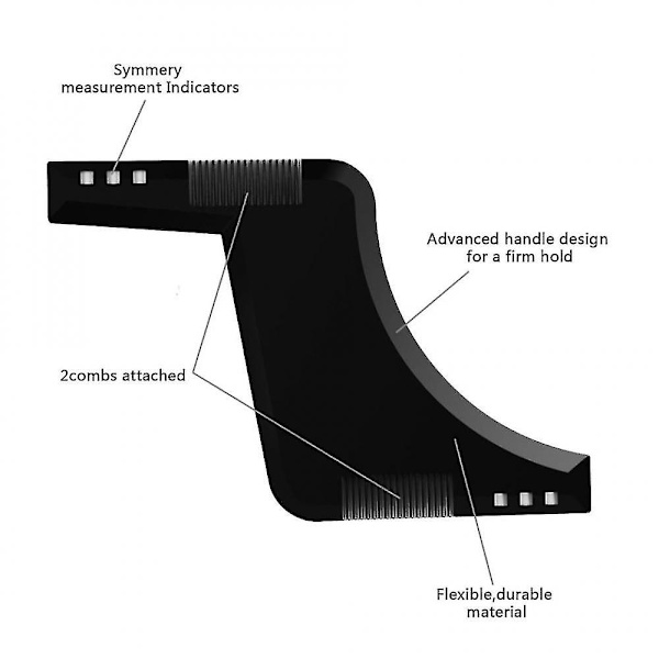Svart 2-pack skäggformningskam symmetrisk skäggformare styling