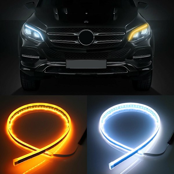 Bil LED Lyslist Frontlykter DRL Dynamiske Blinklys Bil Lyslist