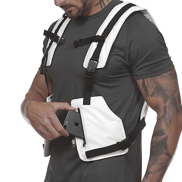 Taktisk Vest Herre Hip-hop Street Style Korsett Mobiltelefonveske Mote Reflekterende Stripete Vest Med Lomme Utendørs Sports Vest