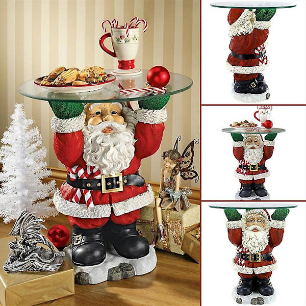 Julemand Skulpturel Glasplade Julebord Harpiks Ornament Jul Hjem Stue