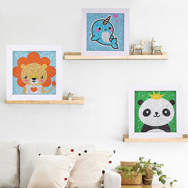 Pienet ja helpot tee-se-itse 5D-timanttimaalaussarjat kehyksellä aloittelijoille, yksisarvinen Little Lion