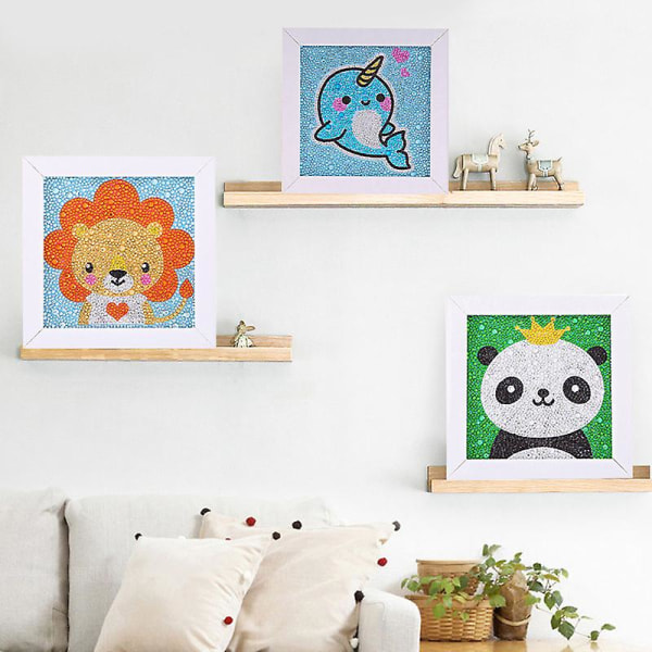 Små och lätta DIY 5d diamond painting med ram för nybörjarenhörning Happy Rabbit