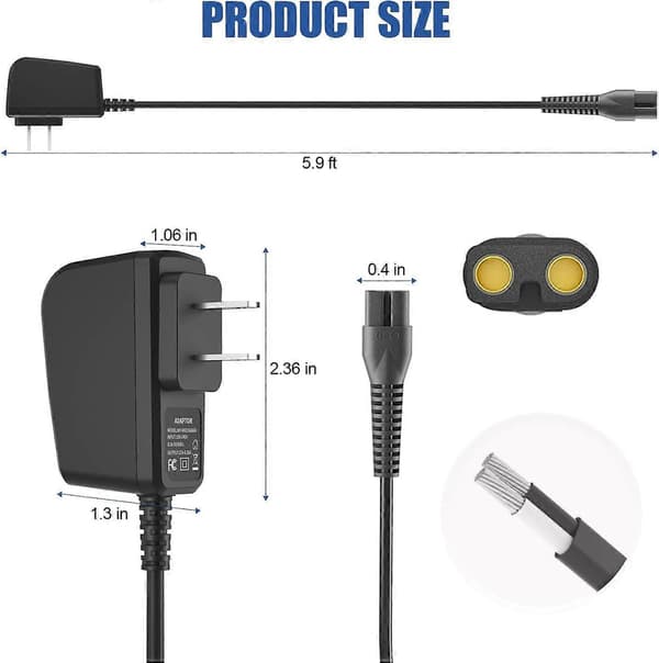 [LCS]3.5V Hårklipperoplader til Wahl Color Pro 9649 Trådløs Hårklipper & Trimmer 6.6FT Erstatningsstrømkabeladapter til Whal