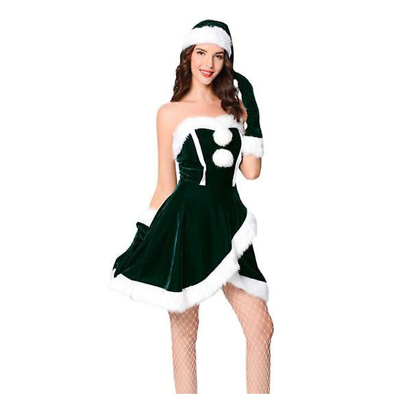 Miss Santa Kostyme for Kvinner Sexy Julekostyme green M