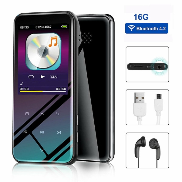 Bluetooth Mp3-spelare med högtalare FM-radio Förlustfri ljudmedia 16gb