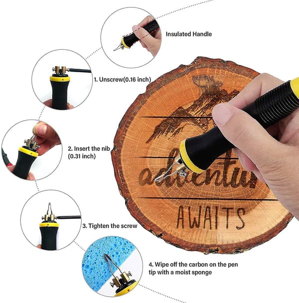 [LCS] Pyrography Wood Burning Kit Wood Burner Tool Dual Pen 60w Upgraded Adjustable Pyrography Machine