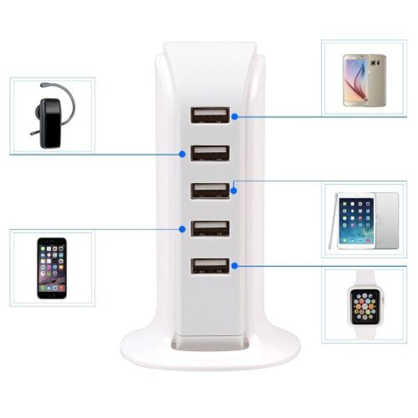 5 USB Multi-Port EU-kontakt Skrivbordsladdare HUB Laddstation P