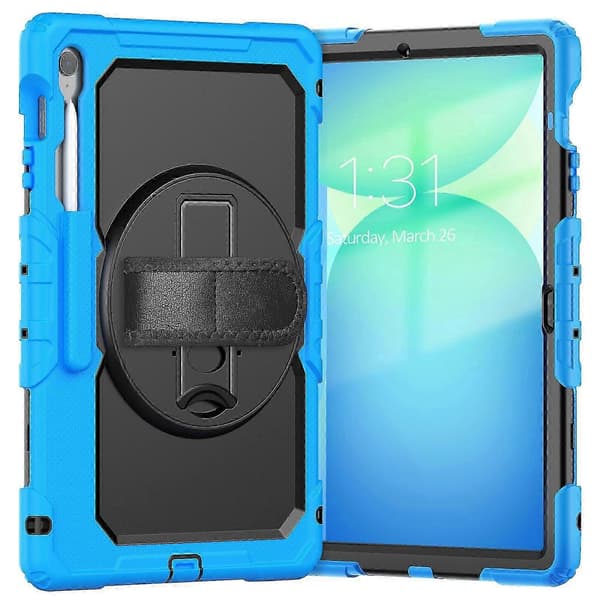 För Samsung Galaxy Tab S10 FE+ Silikon Hybrid PC Tablet Skyddsfodral Black Light Blue