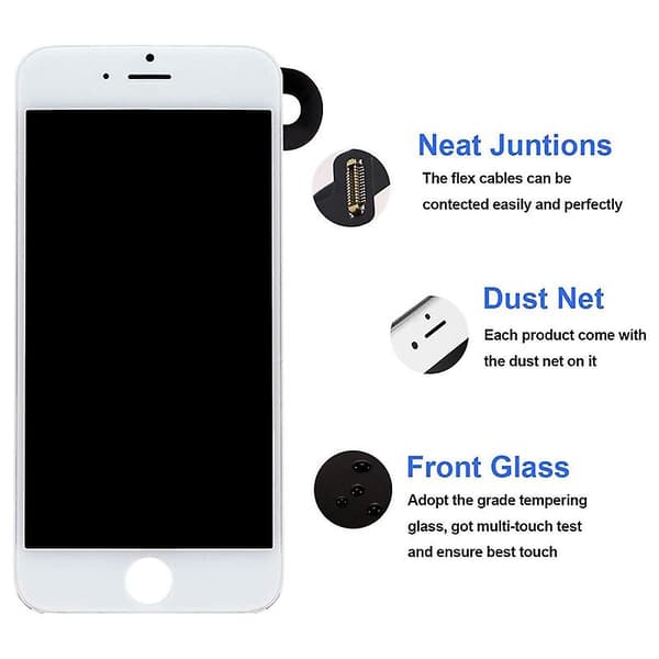 kompatibel iPhone 7 8 Plus komplett skjerm kompatibel iPhone 6s 6plus 6splus skjerm LCD med frontkamera+telefonmottaker 8P White